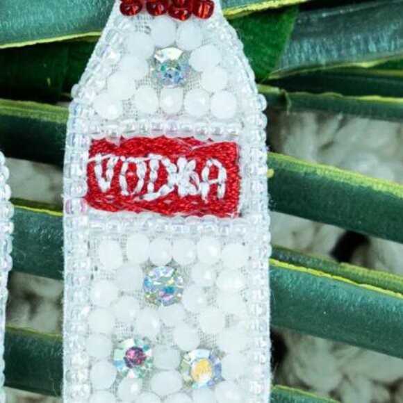 VIOLA Seed Bead Vodka Bottle Pierced Statement Earrings NWT - Picture 2 of 2